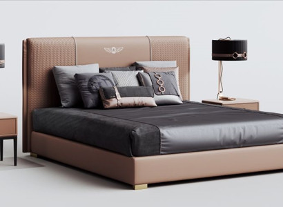 Luxury Bedroom Bed Double bed Textile Wood Leather Upholstery Beds 180x200 new